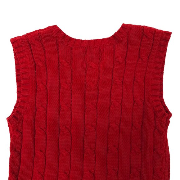 American Living Cable Knit Sweater Vest Boys 4/4T V Neck Pullover Red Eagle Flag - Picture 10 of 11
